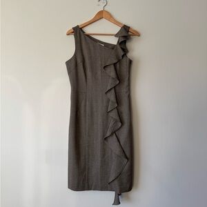 NWOT Milly of New York Asymmetrical Sheath Dress with Cascading Ruffle Down